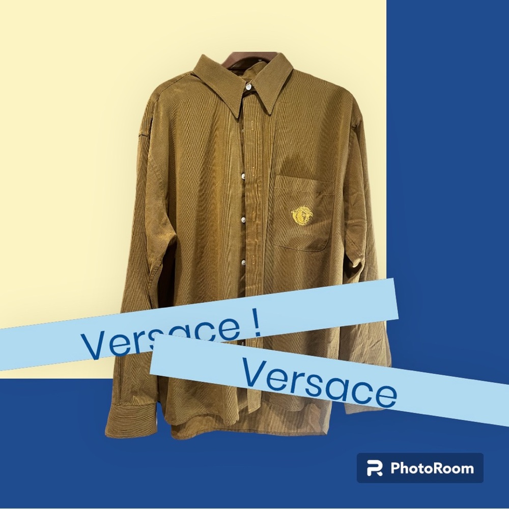 Versace men’s long sleeve shirt golden brown. Size large.